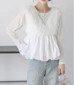 【美品】AMELY フェザーフリンジペプラムベストのサムネイル