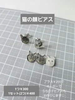 猫の顔 ピアス イヤリングに変更可能