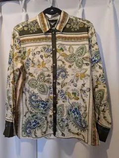 ZARA 花柄 長袖シャツ Mサイズ