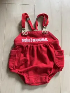 miki HOUSE 赤いロンパース サスペンダー付き　サイズ70