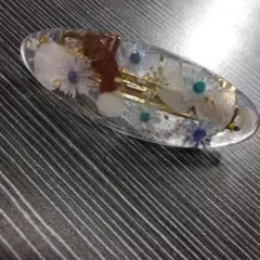 ドライフラワー レジン ヘアクリップ