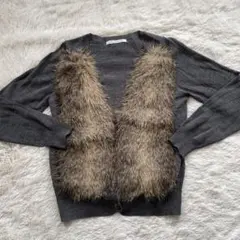 Green label relaxing ファーカーディガン　M