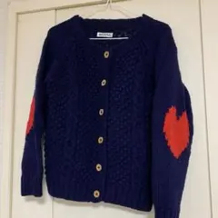 MIIKEE ネイビー ハートモチーフ カーディガン