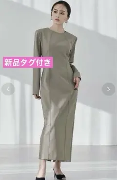 anuans アニュアンス ステッチワークコクーンワンピース ネイビー
