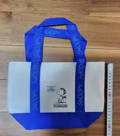 スヌーピー ミニトートバッグ 白 × 青ハンドル／前ポケット付き・新品・未使用
