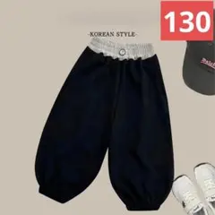 【セール】キッズカジュアルパンツ(130サイズ/ブラック）ボトムスこどもk066