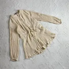w closet ダブルクローゼット シボチュニック ブラウス ベージュ Fのサムネイル
