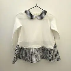 襟付きホワイトストライプシャツ