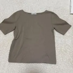 OPAQUE CLIP リブ編みベージュTシャツ 38/M
