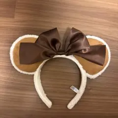 ディズニー 耳付きカチューシャ 茶色リボン