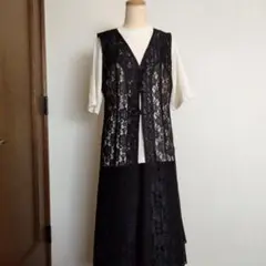 レース　ロングベスト　フリーサイズ