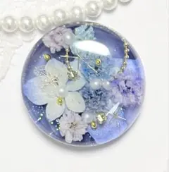 【N.755】ハンドメイドヘアゴム/ポニーフック　紫陽花　かすみ草　スワロ N.755】ハンドメイドヘアゴム/ポニーフック 紫陽花 かすみ草 スワロ