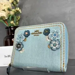 A368【美品】COACH ドリーマー ティーローズ ハンドバッグ デニム 青