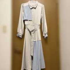 アクシーズファム バイカラーロングワンピース　ベルト付き