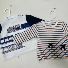 familiar 列車プリント　飛行機　 長袖Tシャツ 80cm