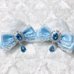 ♡ 猫耳 ヘアクリップ 髪飾り レース 水色 ♡