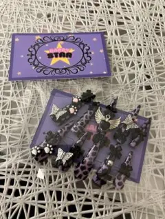 【量産型 地雷系 ネイルチップ】　黒猫×蝶々×リボン推し活/参戦/イベントネイル