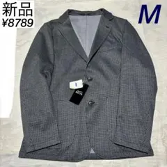 アオキ【パジャマスーツ】プリントジャージジャケット　グレー　千鳥格子　M