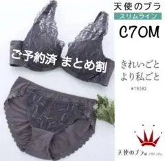 C70M 天使のブラ スリムライン582 ブラ＆ショーツ チャコールグレー