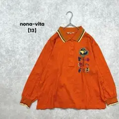 nona-vita 長袖ポロシャツ　オレンジ【13】カジュアル　古着　ストリート