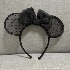 ディズニー　ミニー カチューシャ　シースルー ドット　ブラック