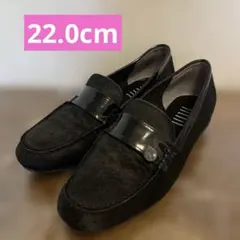 fitfitブラックスニーカーローファー ハラコヒール2.5cm サイズ22cmのサムネイル
