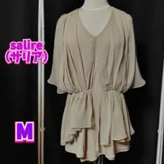 着画有りsalire ベージュ 五分袖ブラウス M（難あり）