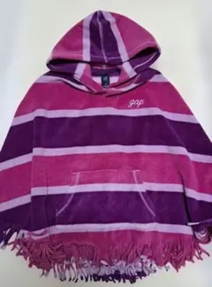 GAP フリースポンチョ　M　130　フリンジ　パープル　ピンク