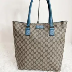 希少色 グッチ GUCCI トートバッグ PVC ブルー 青GGスプリーム A4