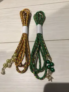 【2本セット】飾り付き 帯締め 浴衣・着物用 和装小物（黄・緑）