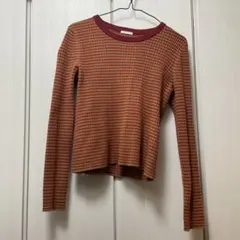 GU オレンジと赤のストライプ長袖ニット Mサイズ