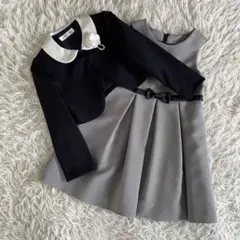 【超極美品】ショパンドゥ　フォーマル3点セット　パール　紺　千鳥格子　115cm