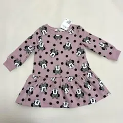 新品タグ付き★H＆M ミニーマウス ドット柄　トレーナーワンピース90ピンク
