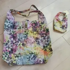 花柄エコバッグ 収納ポーチ付き
