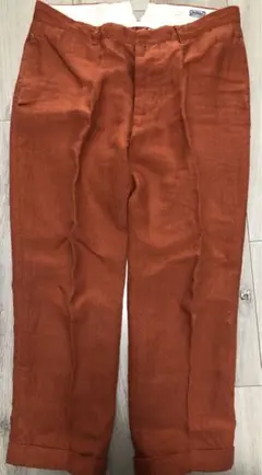 BEAMSBOY麻100%センタープレスクロップドパンツオレン