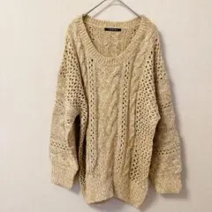 INGNI イング 透かし編み ケーブルニット セーター ベージュ M コットン