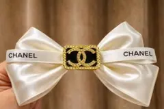 CCロゴ風 ラグジュアリー リボン バレッタ ヘアピン ヘアアクセサリー