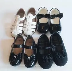【女の子用】フォーマルシューズ4足セット / ホワイト ブラック