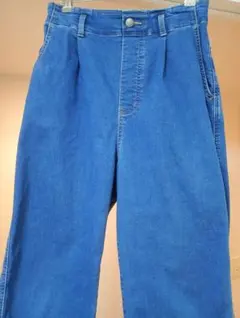 ストレートデニム 青 ゴムウエスト