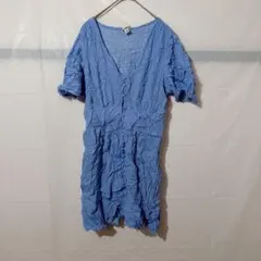 限定品✨️ a new day 半袖 シャツワンピース 【S】 ブルー Vネック