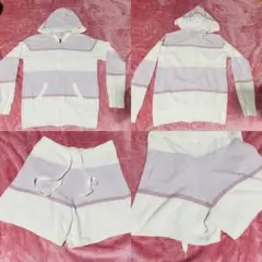 ジェラピケ　スムーズィー2ボーダーパーカー　ショートパンツの上下セット