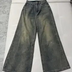 clearラインストーン付き ワイドデニムパンツのサムネイル