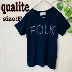 カリテ Tシャツ FOLK アクセサリー柄 F ネイビーのサムネイル