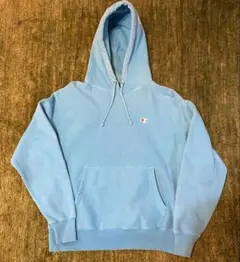 Champion リバースウィーブ パーカー 水色 フードプリント入り 希少