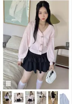 GRL / リボンビジューシアーニットカーディガン