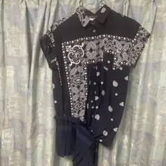 Sacai 半袖 チュニック ワンピース 刺繍 オーガンジー 紺 N3166 - メルカリ