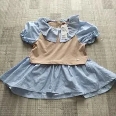 プティマインストライプ襟付きフレアトップス 130cm