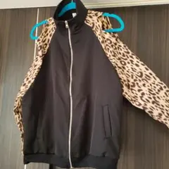 レオパード柄 肩開きジップアップジャケット
