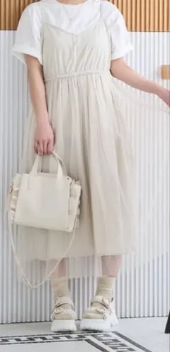 アイボリー♡チュールキャミワンピ