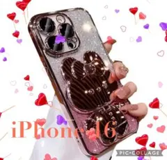 ♡きらめきバニー♡ グリッターケース　iPhone 16ピンク　可愛い